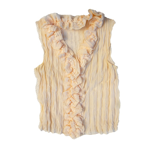 Vintage Ruffled Fringe Cream Tank Top - Picture 2 of 7